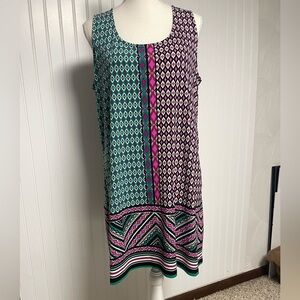 Style & Company Sleeveless Geometric Black Purple Green Dress Womens Large